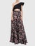 Pleated Tiered Gown in Black, Off-the-shoulder Brocade Ball Gown, Crepe Top Printed Ball Gown, Shirred floral-print silk-chiffon