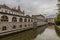 Plecnik arcade market building and Ljubljanica river in Ljubljana, Sloven