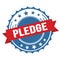 PLEDGE text on red blue ribbon stamp