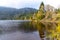 Plesne Lake and Plechy Mountain in autumn. Sumava National Park, Czech Republic