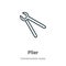 Plier outline vector icon. Thin line black plier icon, flat vector simple element illustration from editable construction tools