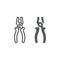 Pliers line and glyph icon, tool and repair, clamp sign, vector graphics, a linear pattern on a white background.