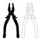 Pliers. Outline black and white drawings