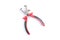 Pliers for removing isolation from electrical cables with red handles isolated on a white background. Electrician tool