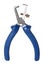 Pliers for removing isolation wires with blue handle.