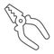 Pliers thin line icon, house repair concept, pincers sign on white background, Pliers tool icon in outline style for