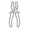 Pliers thin line icon, tool and repair, clamp sign, vector graphics, a linear pattern on a white background.