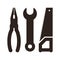 Pliers, wrench and saw icon