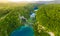 Plitvice, Croatia - Aerial panoramic view of the beautiful Plitvice Lakes PlitviÄka jezera in Plitvice National Park