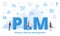 plm concept with big words and people surrounded by related icon with blue color style