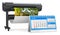 Plotter, large format inkjet printer with desk calendar, 3D rendering