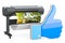 Plotter, large format inkjet printer with like icon, 3D rendering