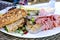 Ploughmans Lunch on a White Plate