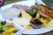 Ploughmans Lunch on a White Plate