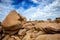 Ploumanac`h Mean Ruz lighthouse between the rocks in pink granite coast, Perros Guirec, Brittany, France.