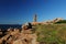 The Ploumanach Lighthouse On The Beautiful Red Rock Coast Bretagne France