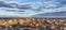 Plovdiv, Bulgaria. Panoramic view of the old and modern city and the picturesque sky with clouds. Aerial panorama