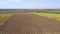 Plowed agricultural fields. Aerial view
