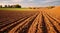 Plowed field in Kansas, United States. Generative AI