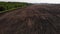 Plowed field in the spring. Aerial view