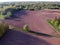 Plowed spring time agriculture fields, aerial view