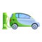 Plug hybrid car icon, cartoon style