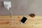 Plug in power outlet Adapter cord charger of mobile phone on wooden