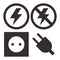 Plug, socket, lightning and no lightning icons