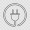 Plug vector icon in line style. Power wire cable flat illustration.