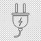 Plug vector icon in line style. Power wire cable flat illustration.