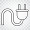 Plug vector icon in line style. Power wire cable flat illustration. Simple business concept pictogram on isolated background.