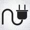 Plug vector icon. Power wire cable flat illustration. Simple bus