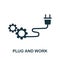 Plug And Work icon. Monochrome simple Plug And Work icon for templates, web design and infographics