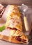 Plum and almond puff pastry strudel