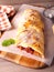 Plum and almond puff pastry strudel