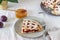 Plum apple pie. Cooking. Recipes. Vegetarian food