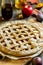 Plum apple pie. Cooking. Recipes. Vegetarian food