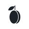 Plum or apricot icon. Black isolated silhouette. Fill solid icon. Modern minimalistic design. Vector illustration