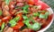 Plum Baby Tomato Salad With Basil Gingham Plate