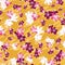 Plum blossoms seamless vector pattern on yellow