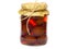 Plum compote in a glass jar