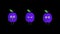 Plum funny character. Three animations yes no surprised. Transparent background