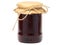 Plum jam in a glass jar