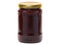 Plum jam in a glass jar