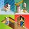 Plumber 4 Colorful Isometric icons Square