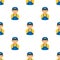 Plumber Avatar Flat Icon Seamless Pattern