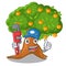 Plumber cartoon orange tree in the yard