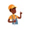 Plumber character, african american boy in uniform with wrench vector Illustration