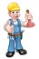 Plumber Handyman Holding Plunger