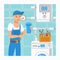 Plumber Holding Water Filter Vector Illustration